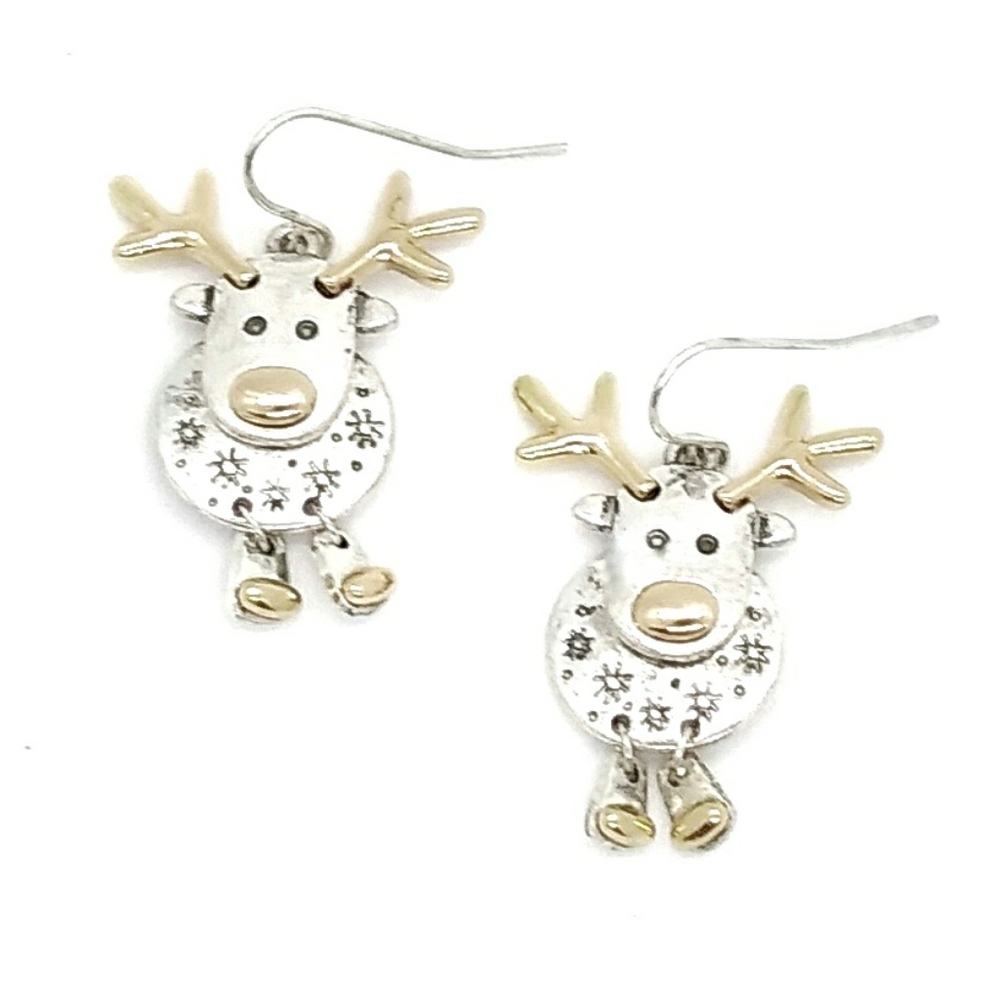 Reindeer Novelty Dangle Christmas Earrings
